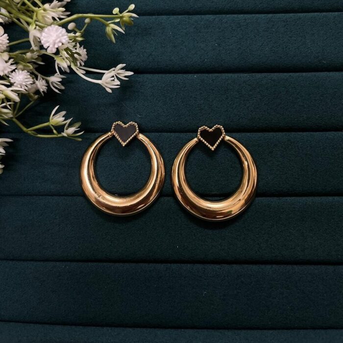 Midnight Heart Hoops Earring