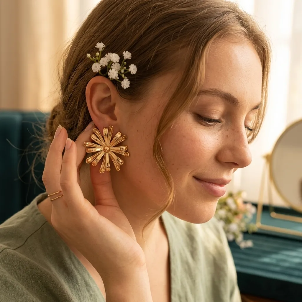 Golden Sunburst Earrings - Image 2