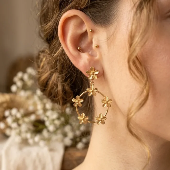 Tiny Blossom Hoops