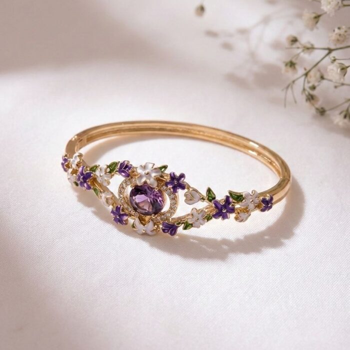Lavender Floral Hinged Bangle