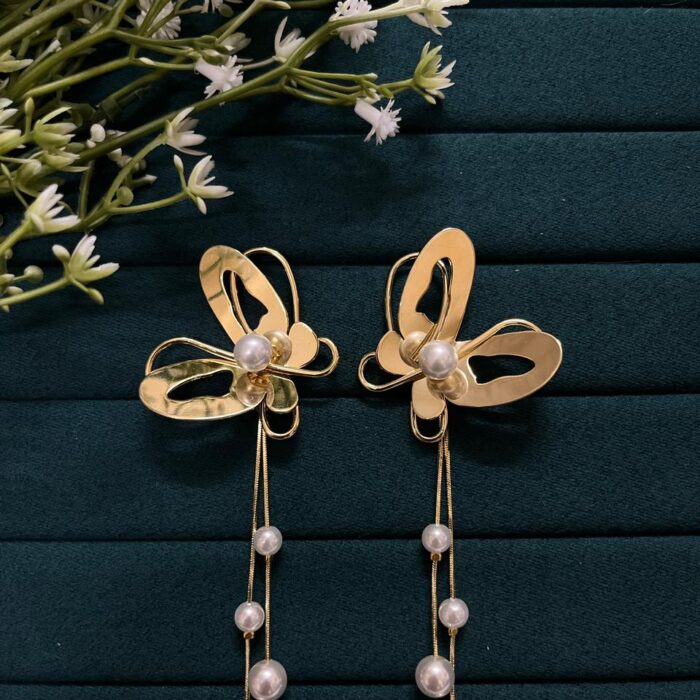 Butterfly Pearl Drop Earrings