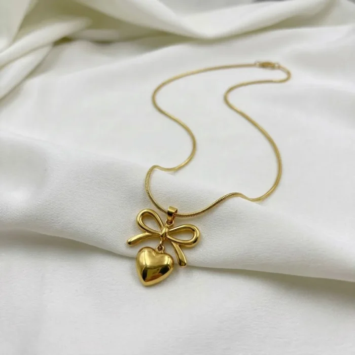 The Coquette Bow Heart Necklace