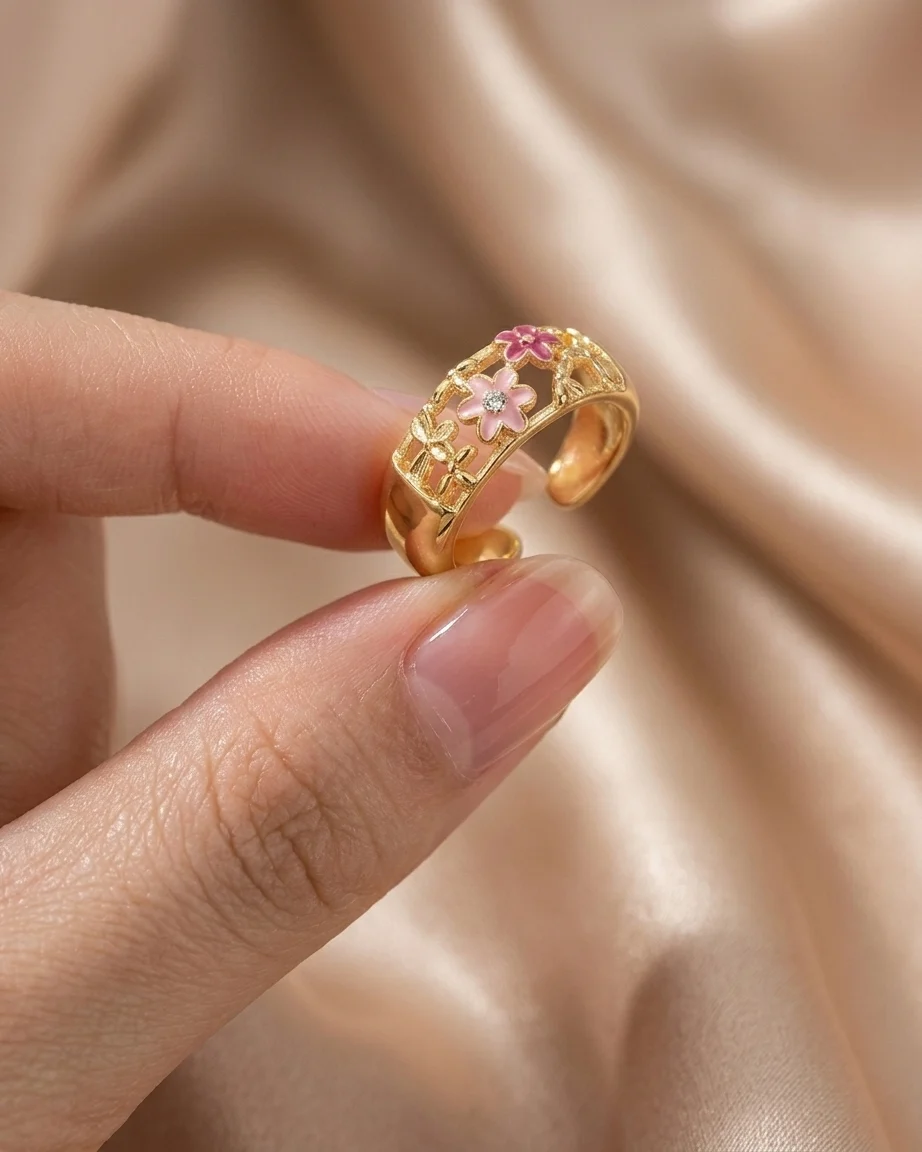 Pink Floral Ring - Image 2