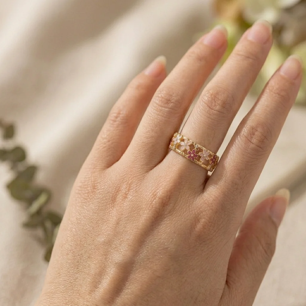 Pink Floral Ring - Image 3