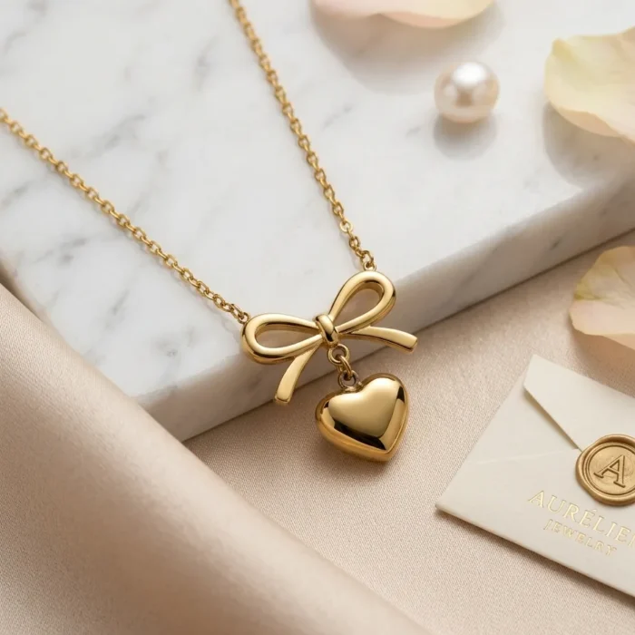 The Coquette Bow Heart Necklace