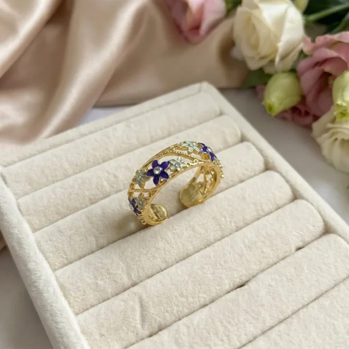 Azure Blossom Adjustable Ring