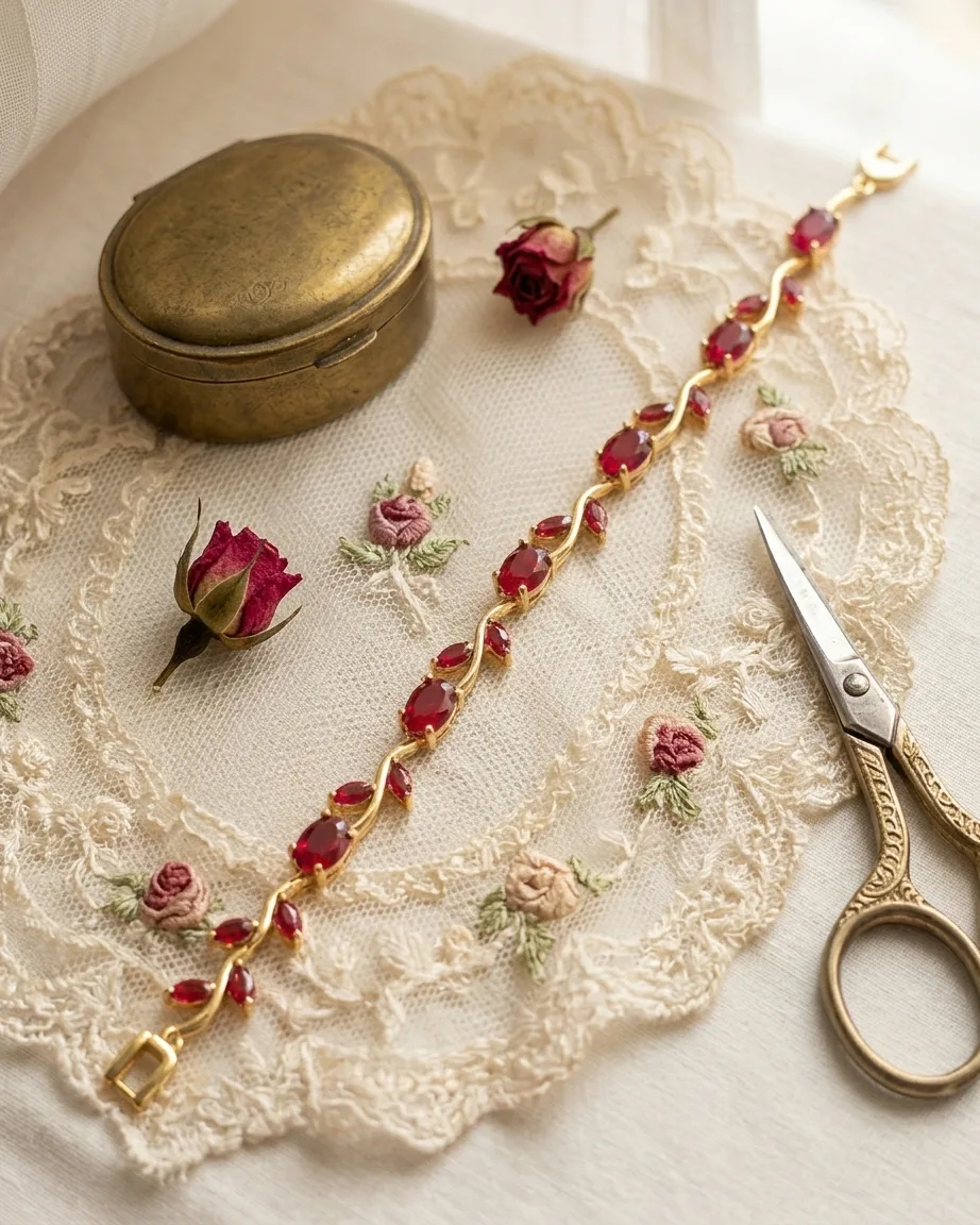 Crimson Red Tulips Bracelet