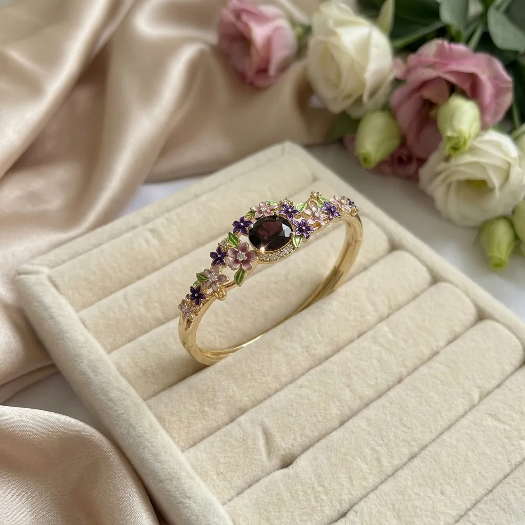 Lavender Floral Hinged Bangle