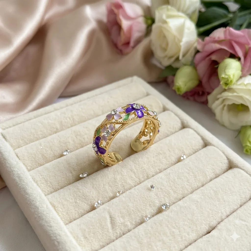 Lilac Garden Adjustable Flower Ring - Image 2