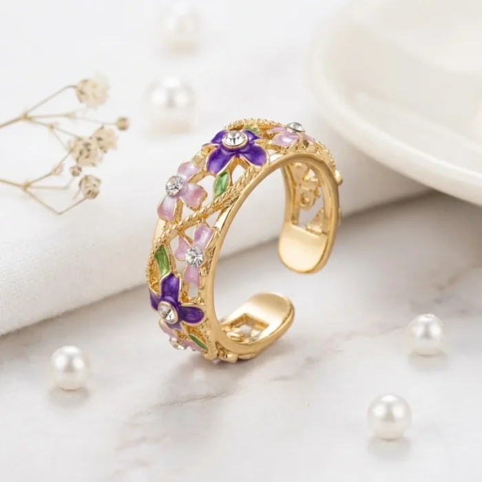 Lilac Garden Adjustable Flower Ring