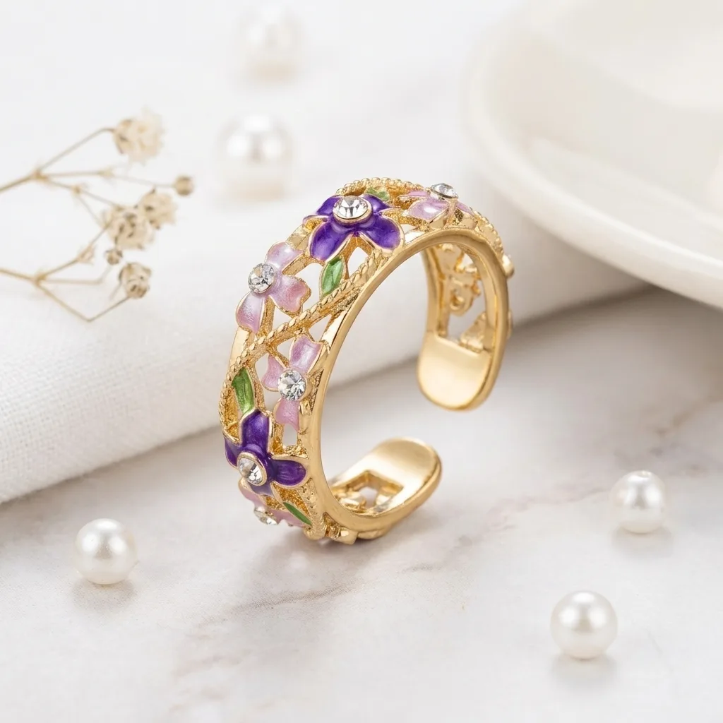 Lilac Garden Adjustable Flower Ring