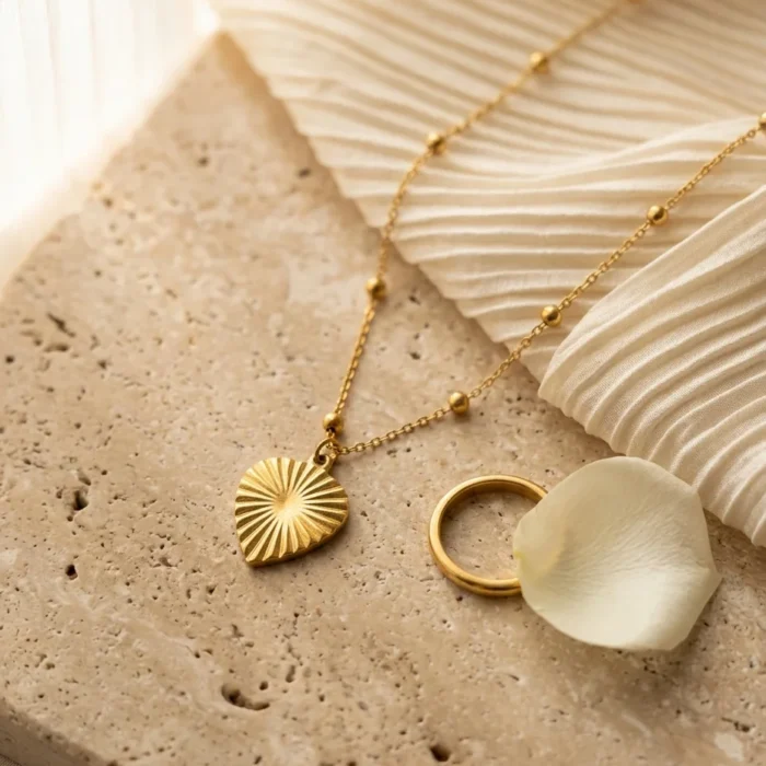 Radiant Sunburst Gold Heart Necklace