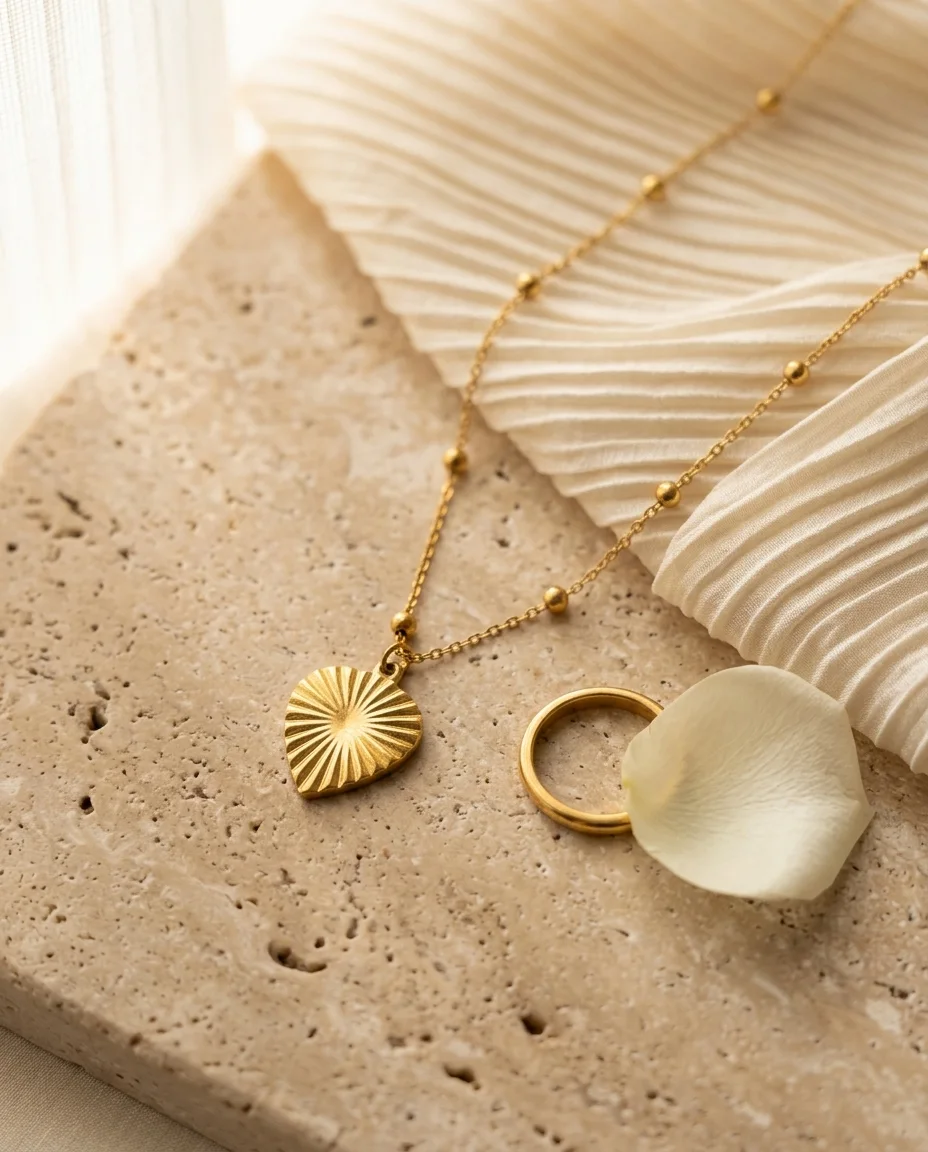 Radiant Sunburst Gold Heart Necklace