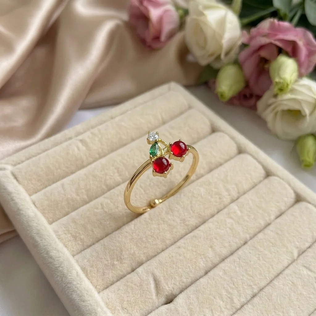 Red Cherry Adjustable Ring