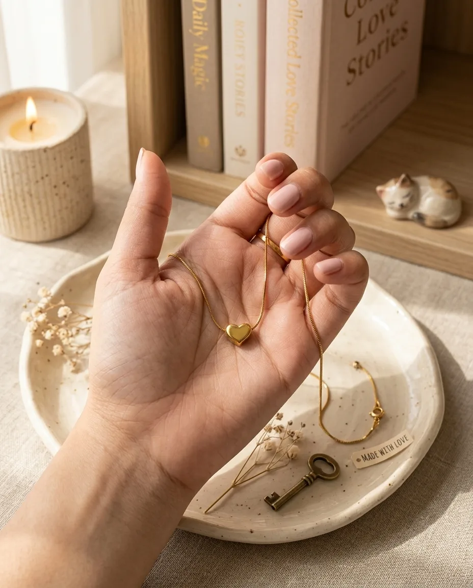 Tiny Gold Heart necklace - Image 2