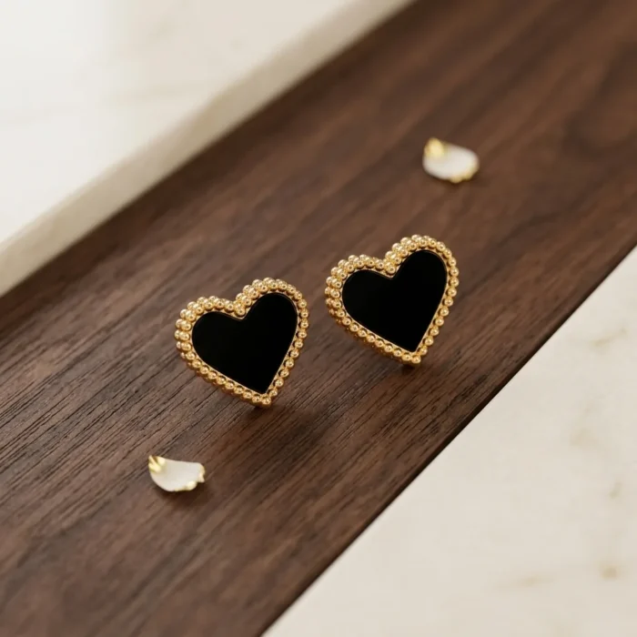 Black Heart Stud Earrings