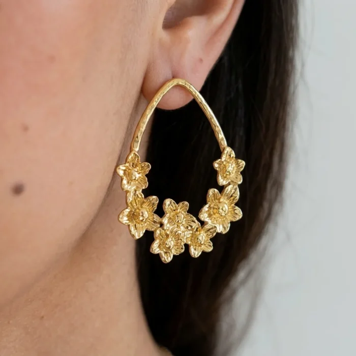 Golden Bloom Crescent Earrings