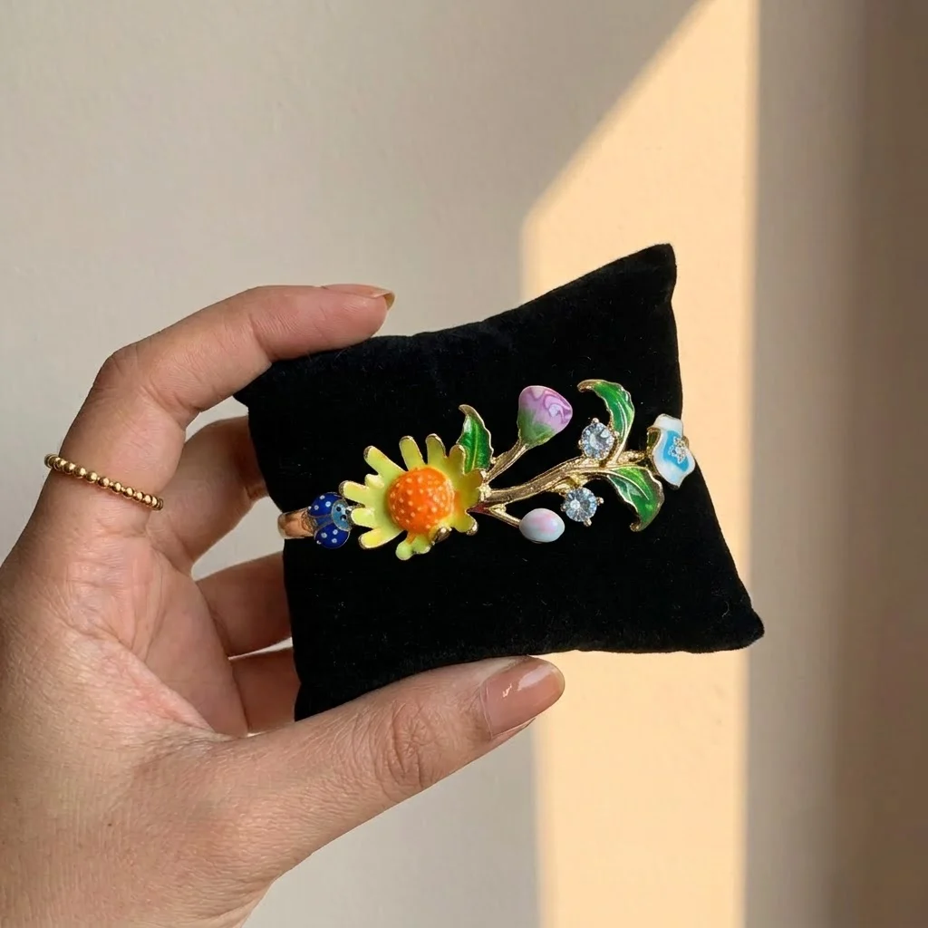 Whimsical Secret Garden Enamel Bangle - Image 2