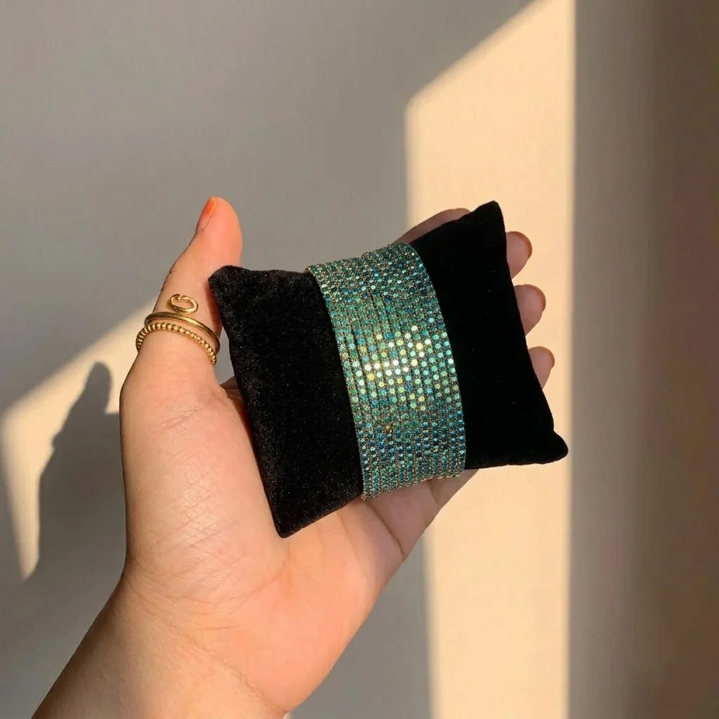 Teal Green Crystal Tennis Bracelet - Image 2