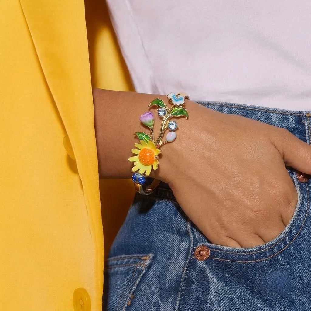 Whimsical Secret Garden Enamel Bangle