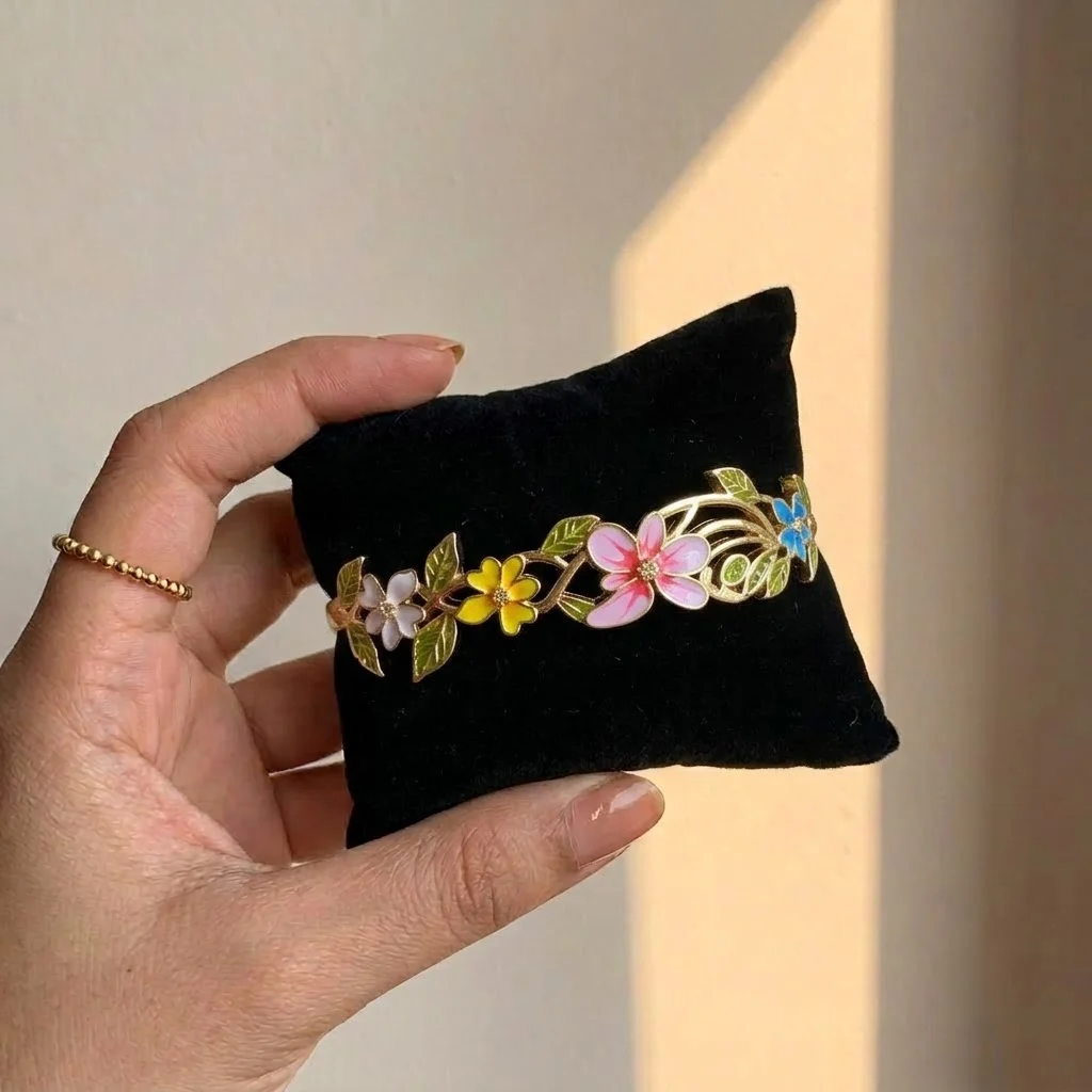 Floral Symphony Enamel Bangle - Image 2