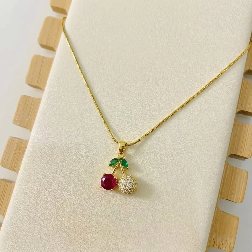 Crimson & Crystal Cherry Pendant