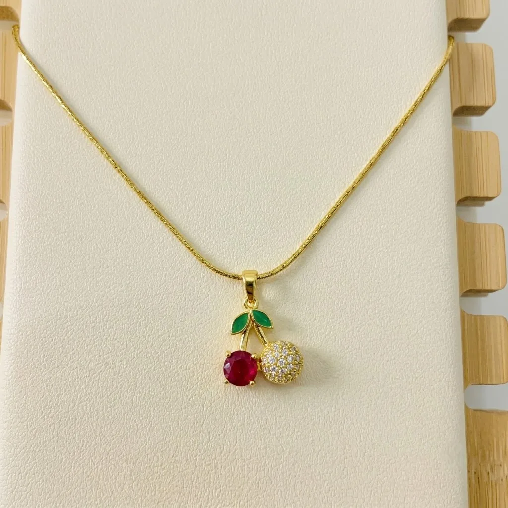 Crimson & Crystal Cherry Pendant - Image 2