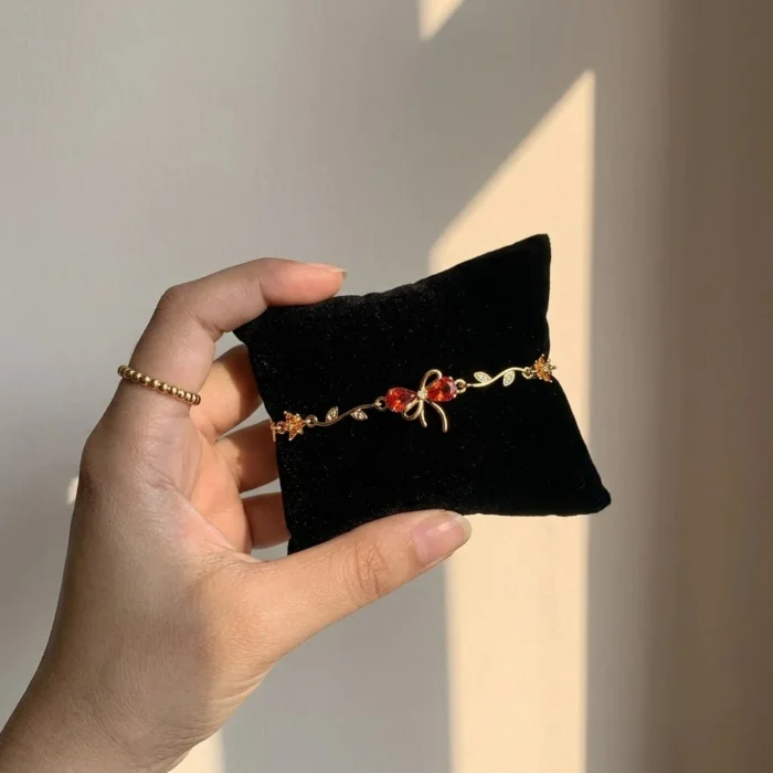 Botanical Ribbon & Gemstone Bracelet