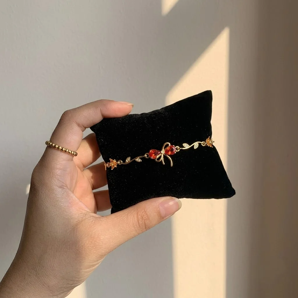 Botanical Ribbon & Gemstone Bracelet