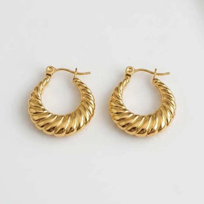 Chunky Croissant Twisted Gold Hoop