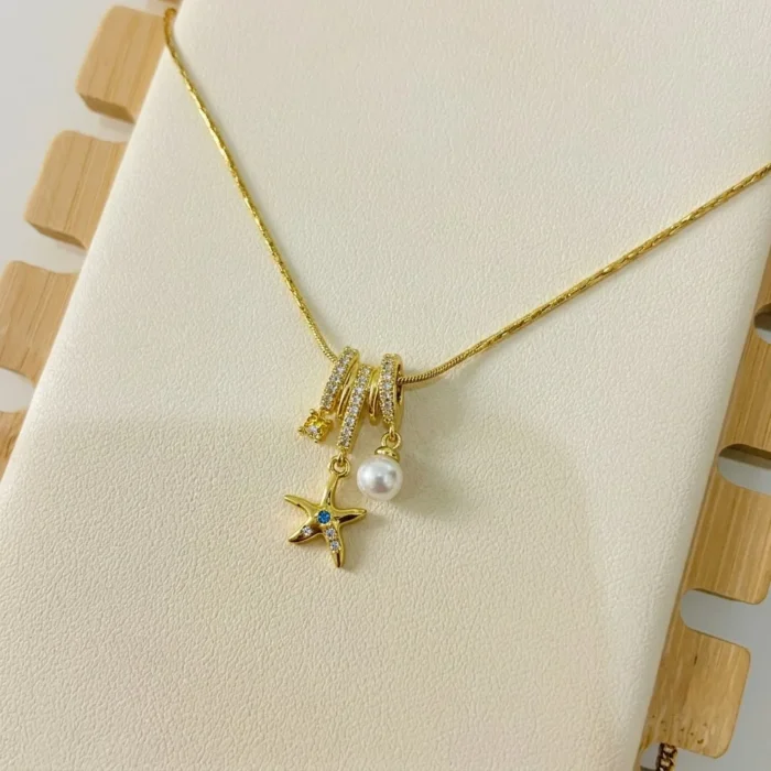 Starfish & Pearl Cascade Pendant