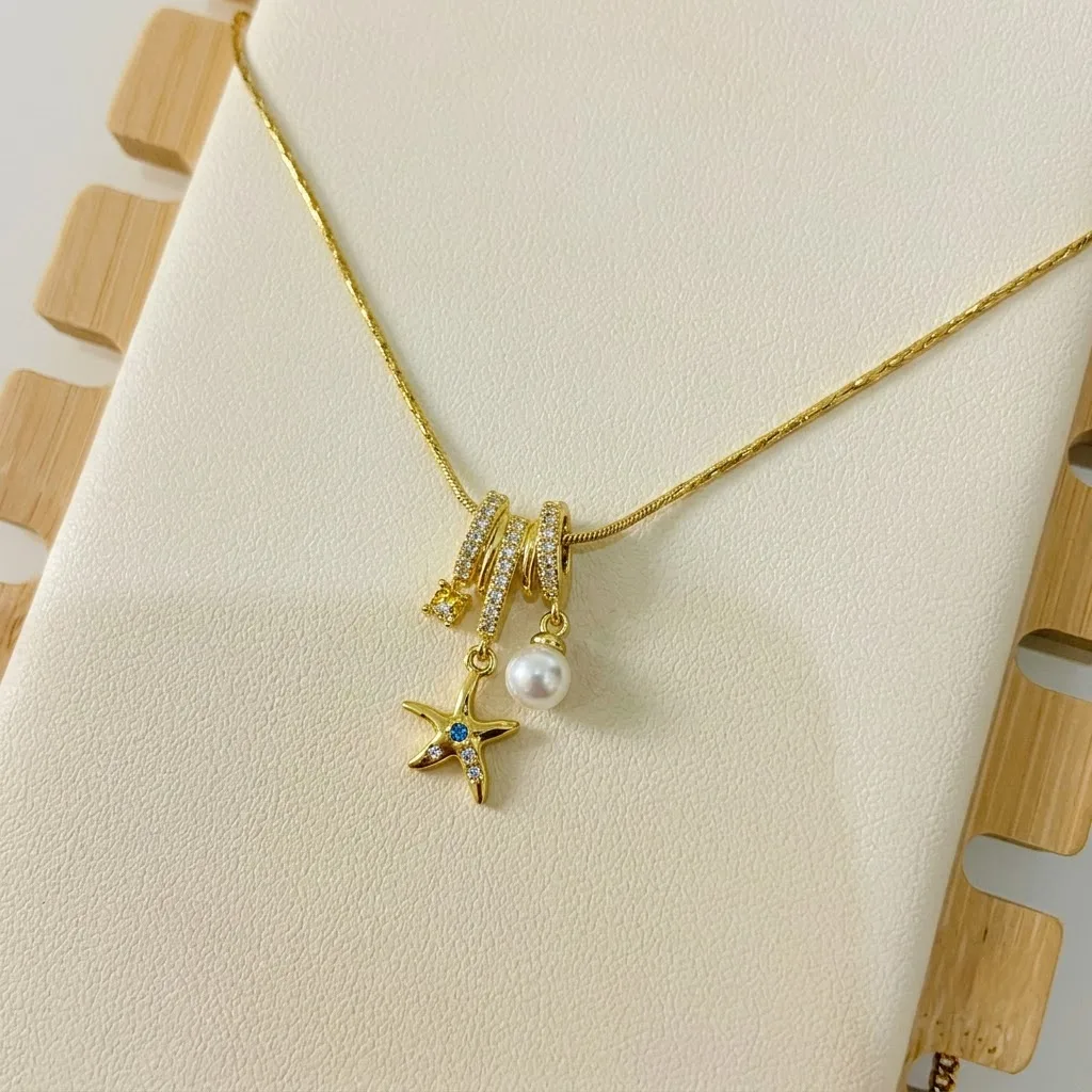 Starfish & Pearl Cascade Pendant