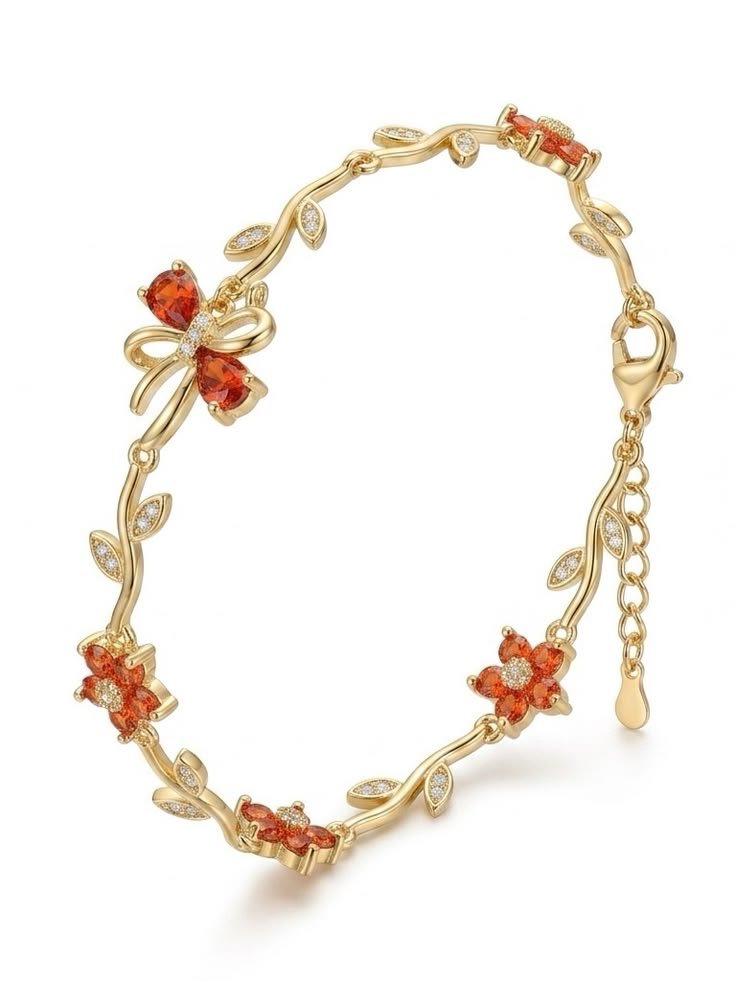 Botanical Ribbon & Gemstone Bracelet - Image 4