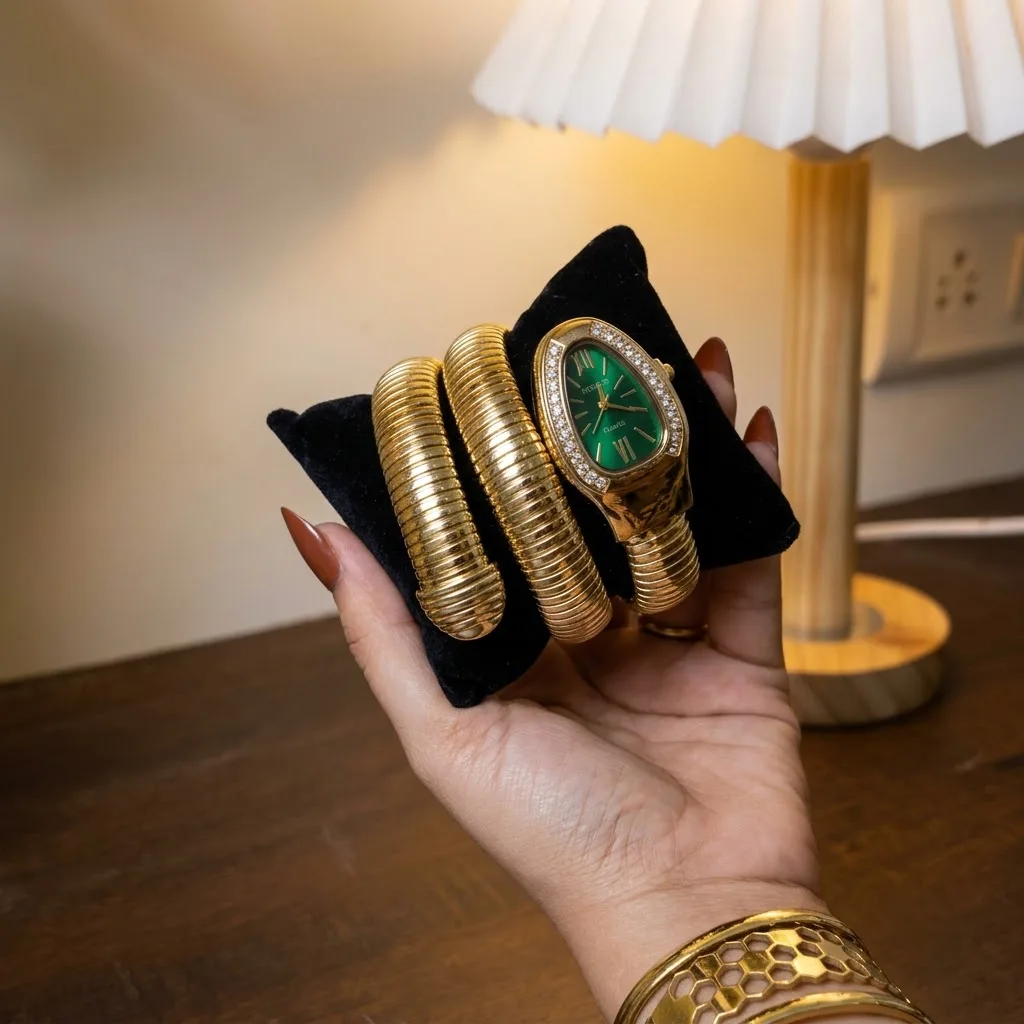 Emerald Serpenti Coil Watch Bracelet