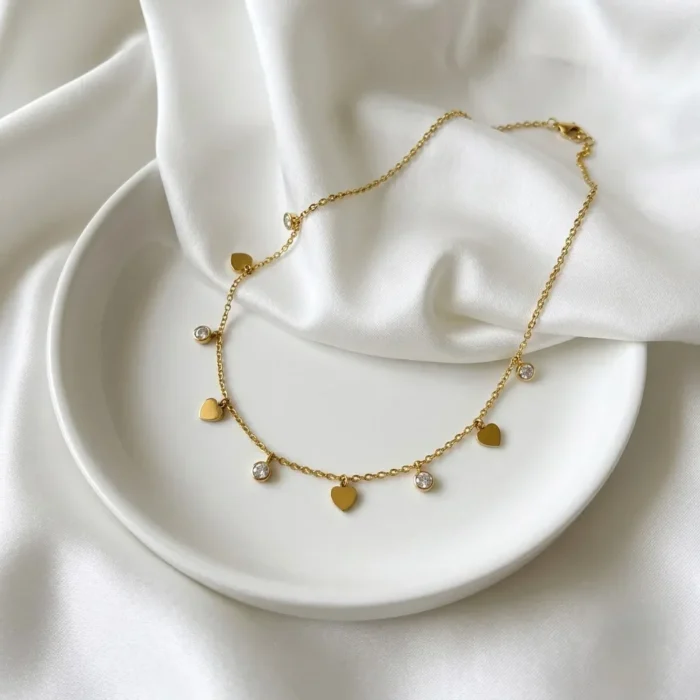 Heart Crystal Charm Necklace