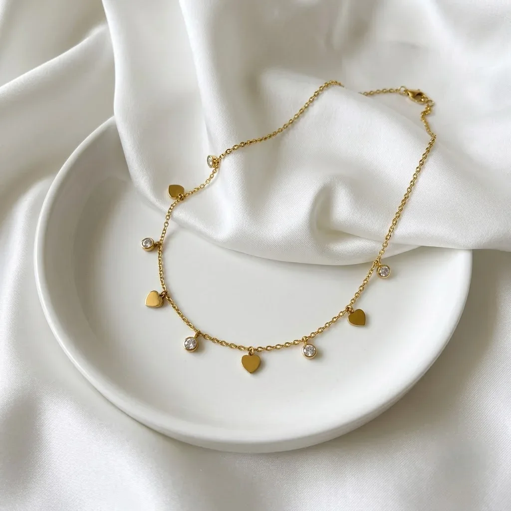 Heart Crystal Charm Necklace