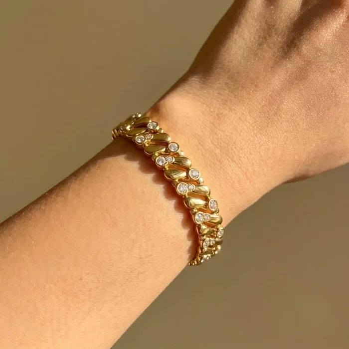 Gold Teardrop Crystal Link Bracelet